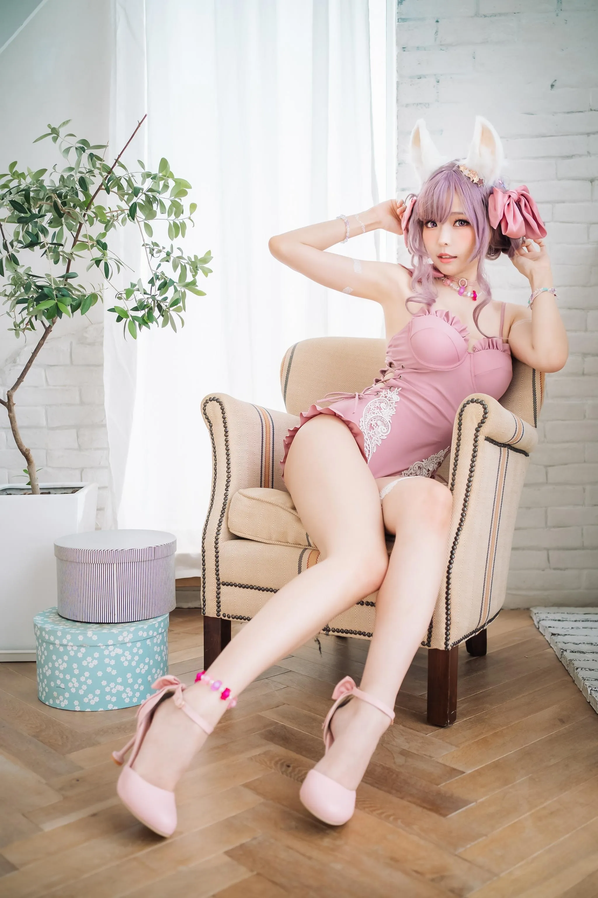 ElyEE子 – NO.82 Fluffy Summer – Original Swimsuit-粉色 [54P]插图5